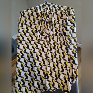 Tucan Print Women's Top - Black and Yellow